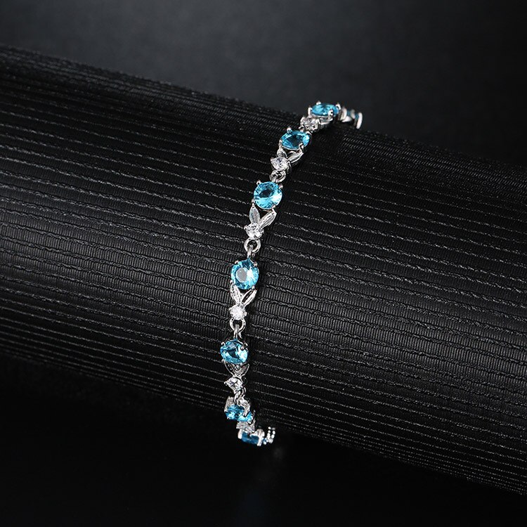 Women's Thin Blue Crystal Bracelet