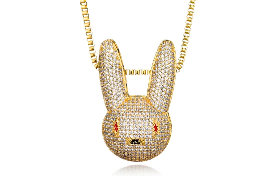 crystal bunny pendant necklace