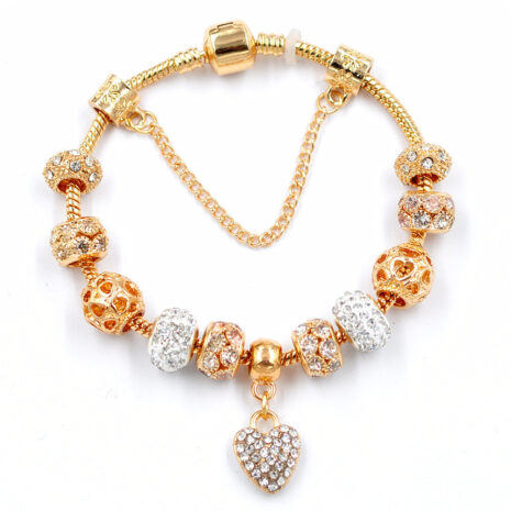 gold crystal heart bracelet