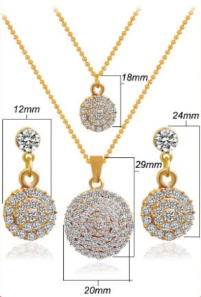 jewelry set size info