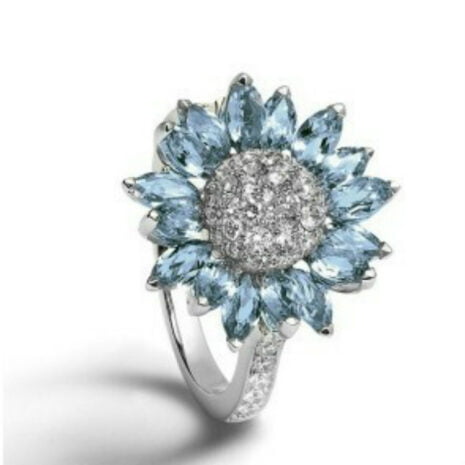 Blue Sunflower Ring - 8 Sizes