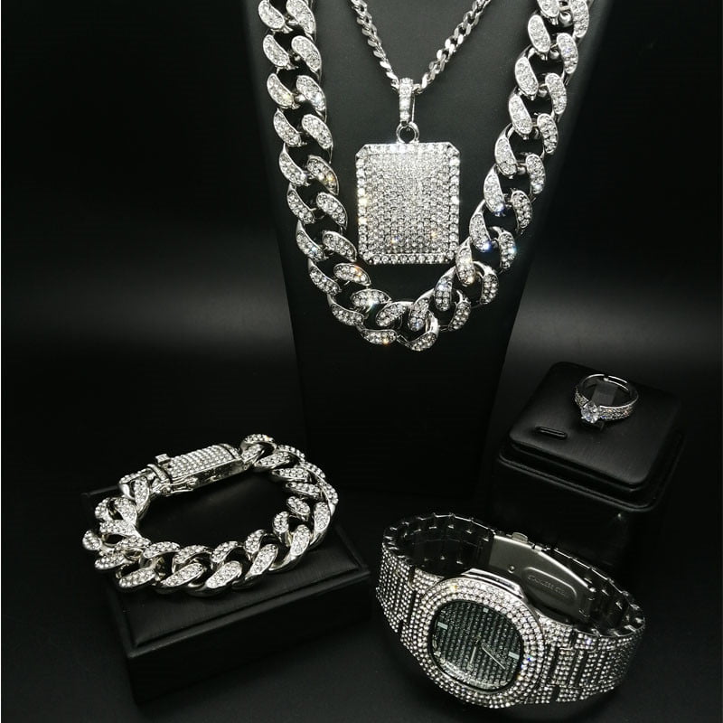 ice-out men's jewelry set
