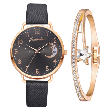 black watch and bracelet set