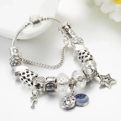 silver charm bracelet for women