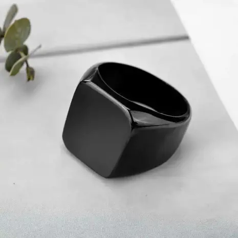 black mens signet ring