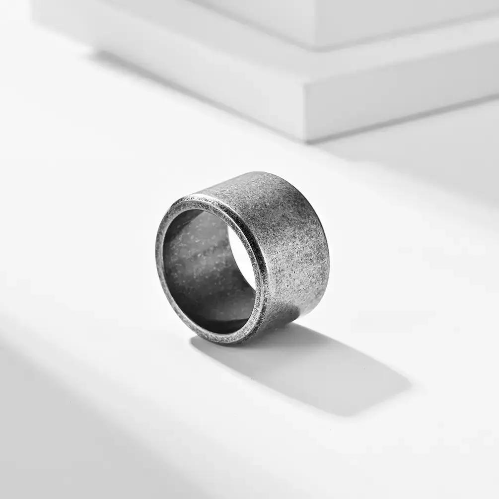 gray steel ring for men