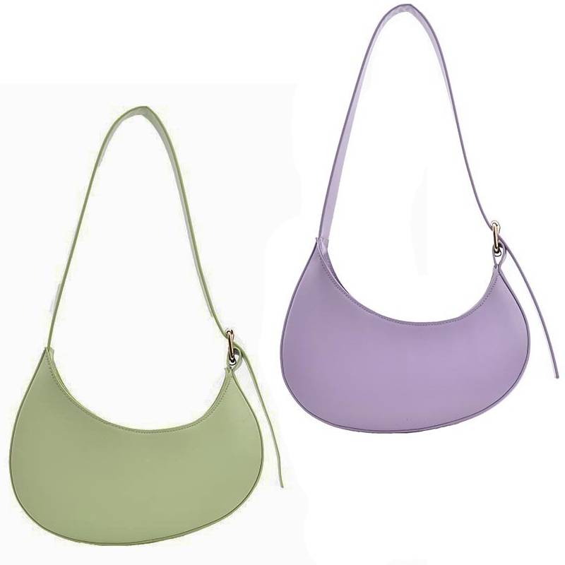 lavander and green half moon bag