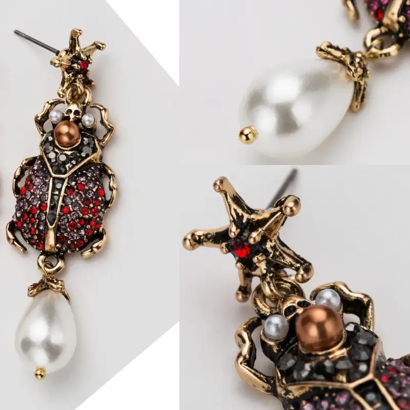 scarab earrings all details