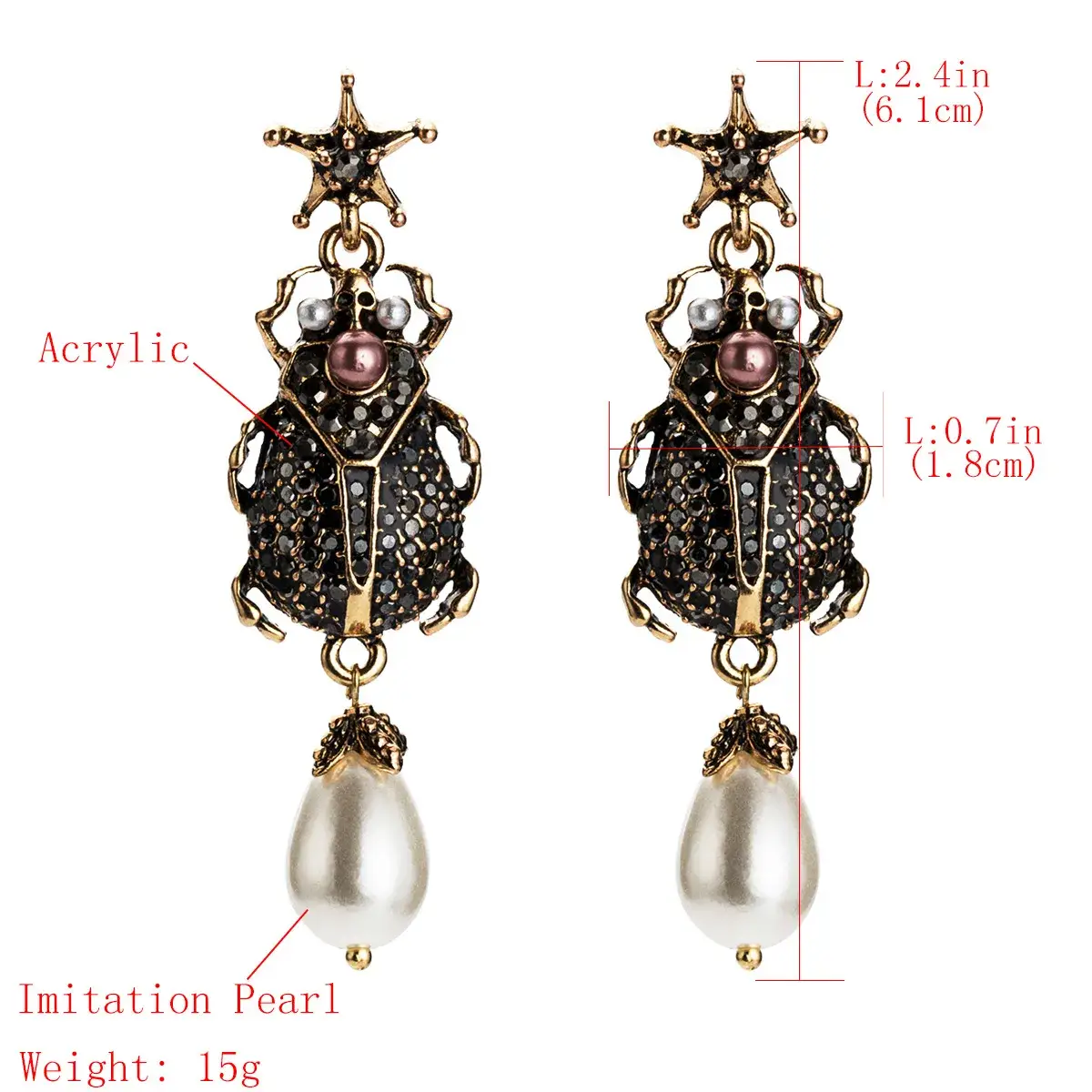 scarab earrings details