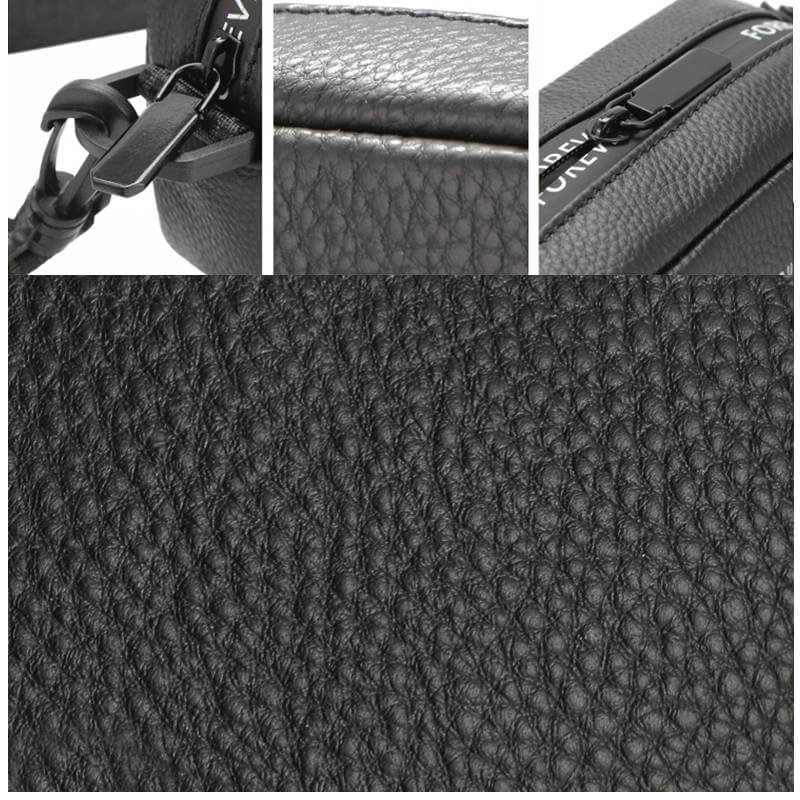 details of leather sling bag