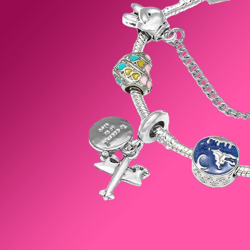 air plane globe charms bracelet