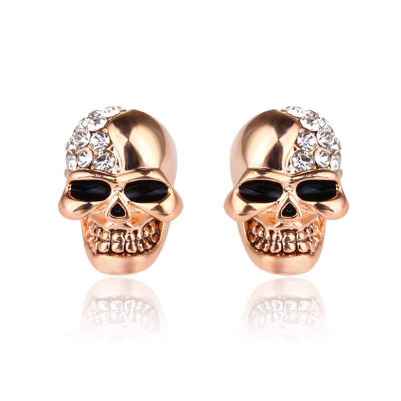 rose gold skull earrings