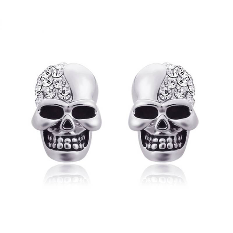 silver skull earrings bds
