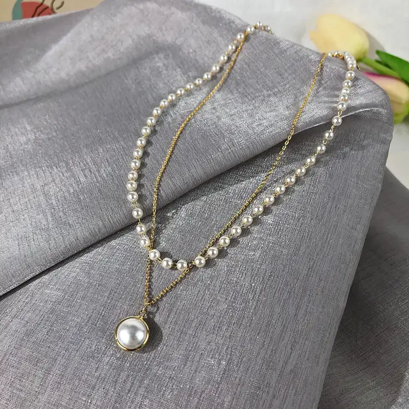 2 strand necklaces gold pearl