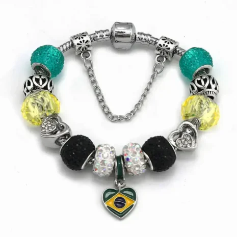 brazil flag charm bracelet