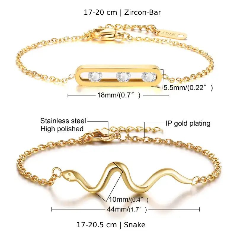 snake zircon stainless steel bracelet