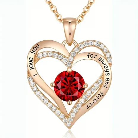 red double heart necklace