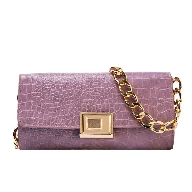 trendy purple baguette bag