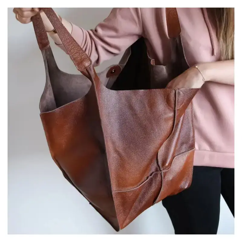 brown giant tote bag model bds