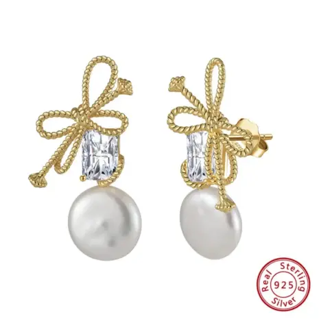 pearl bow earrings