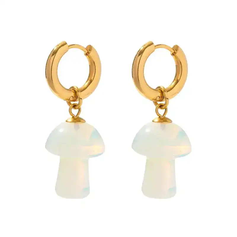 white mushroom earrings