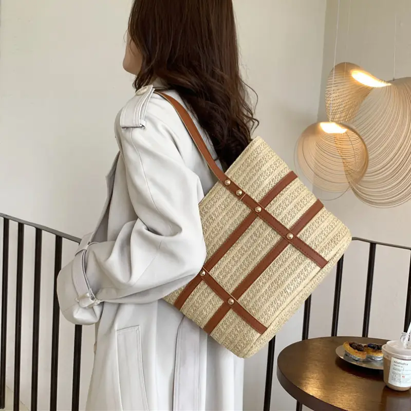 brown casual tote bag model