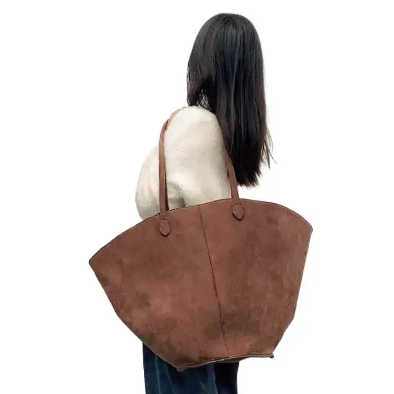 brown suede tote bag model