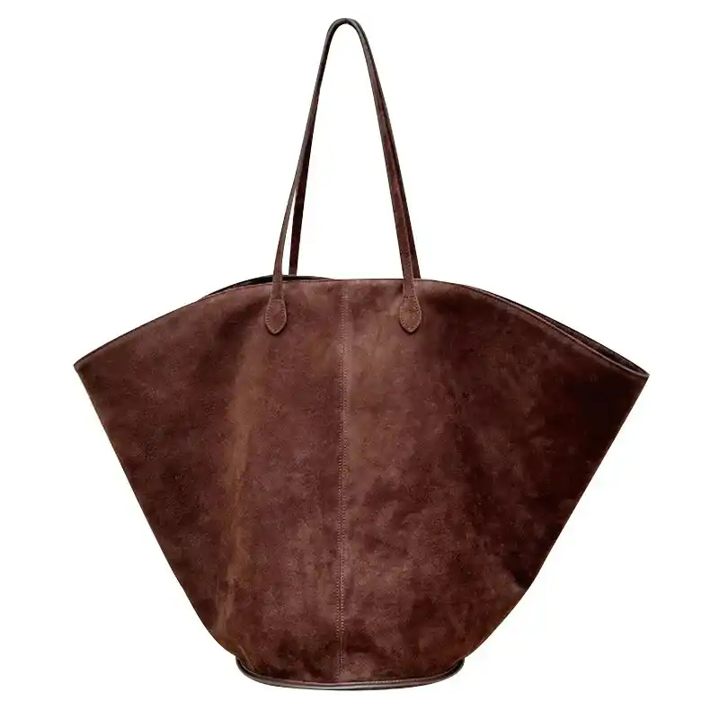 suede tote bag brown