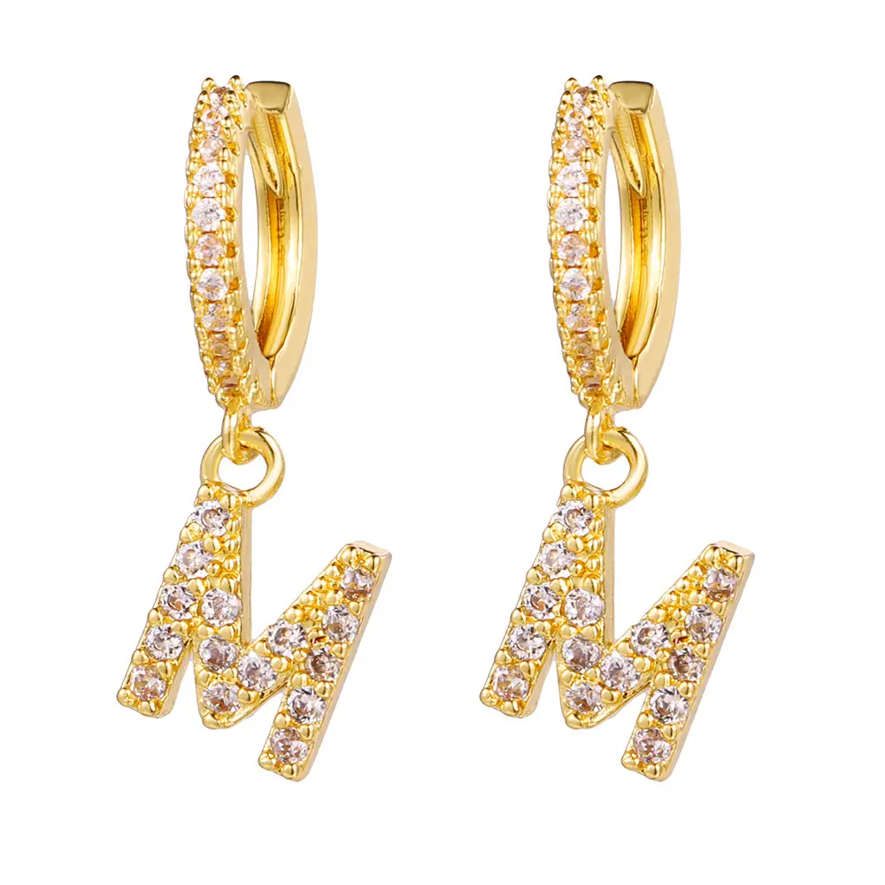 m initial earrings bds