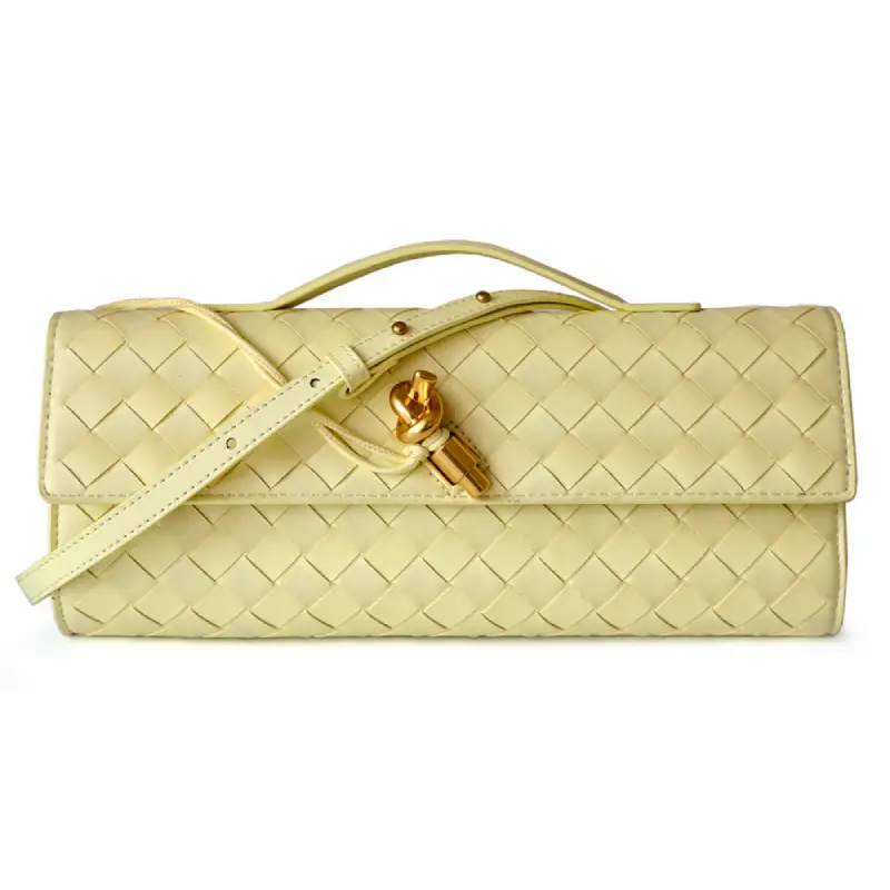 yellow clutch bag with strap