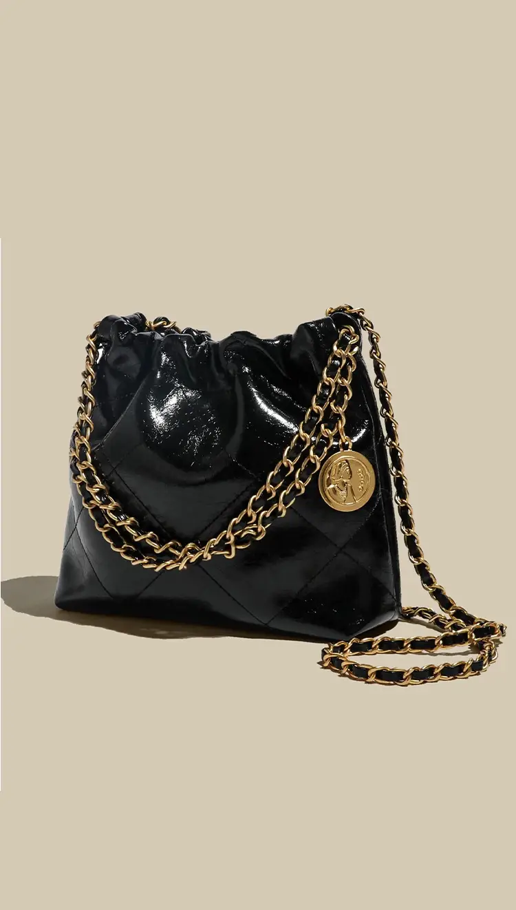 black bucket bag