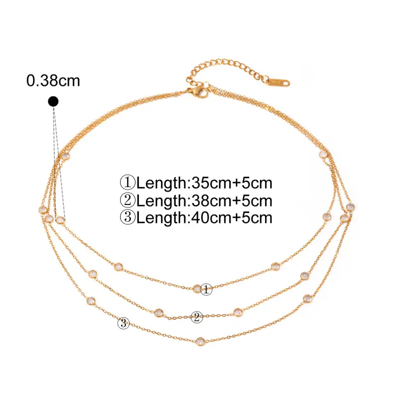 gold three layer circle necklace size