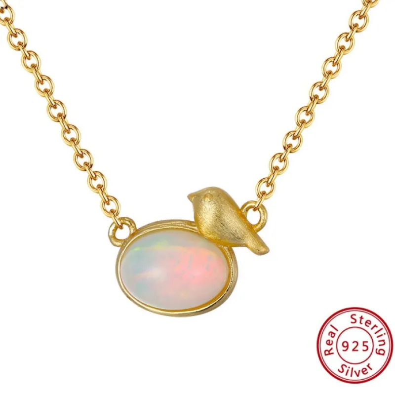 gold vermeil bird necklace