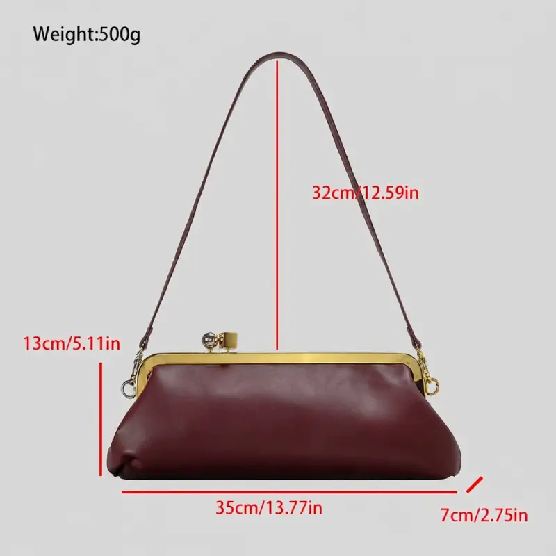 burgundy snap frame bag size