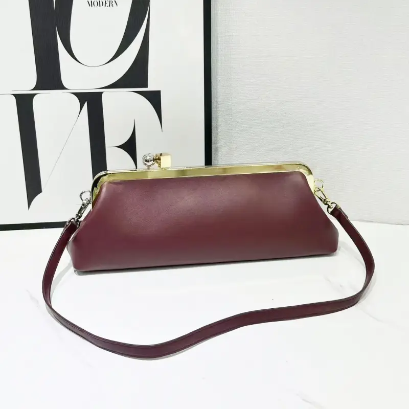burgundy snap frame shoulder bag