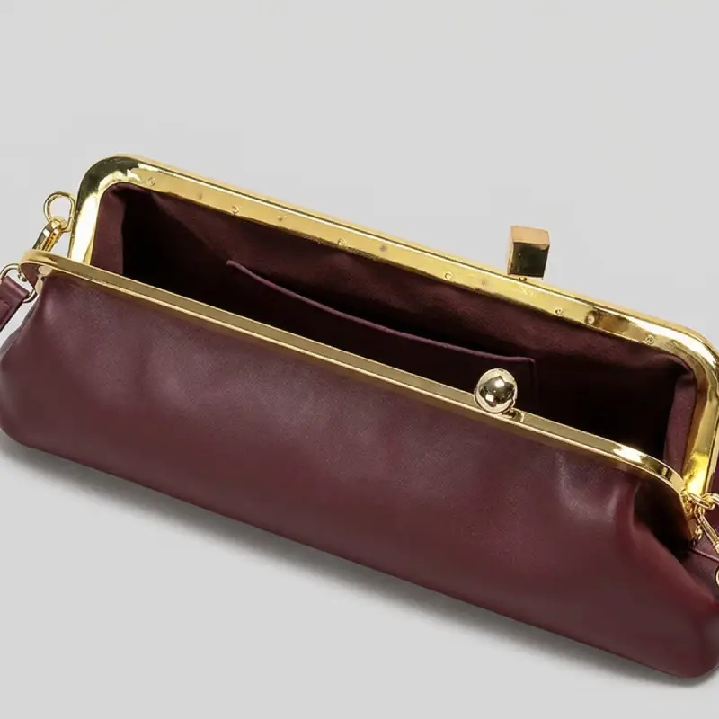 internal burgundy snap frame bag