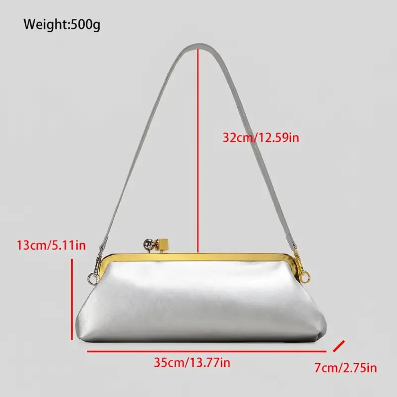 metallic handbag size