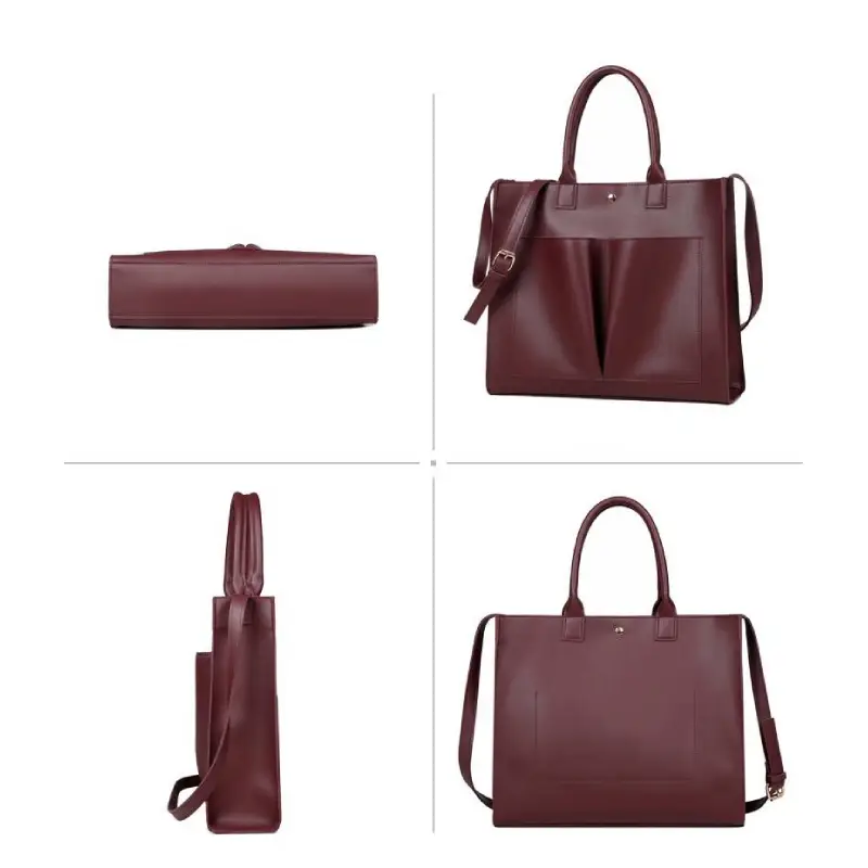 burgundy tote bag views