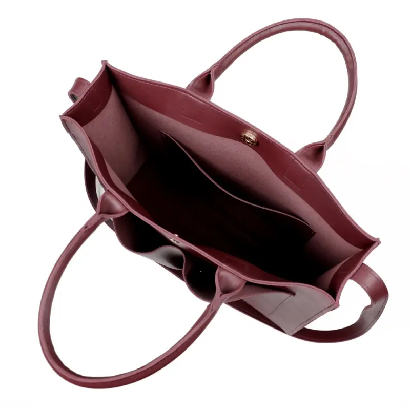 burgundy tote internal view