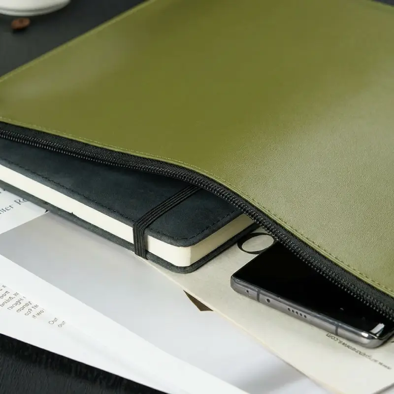 loaded olive green PU leather clutch