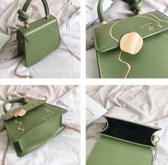 olive green handbag details